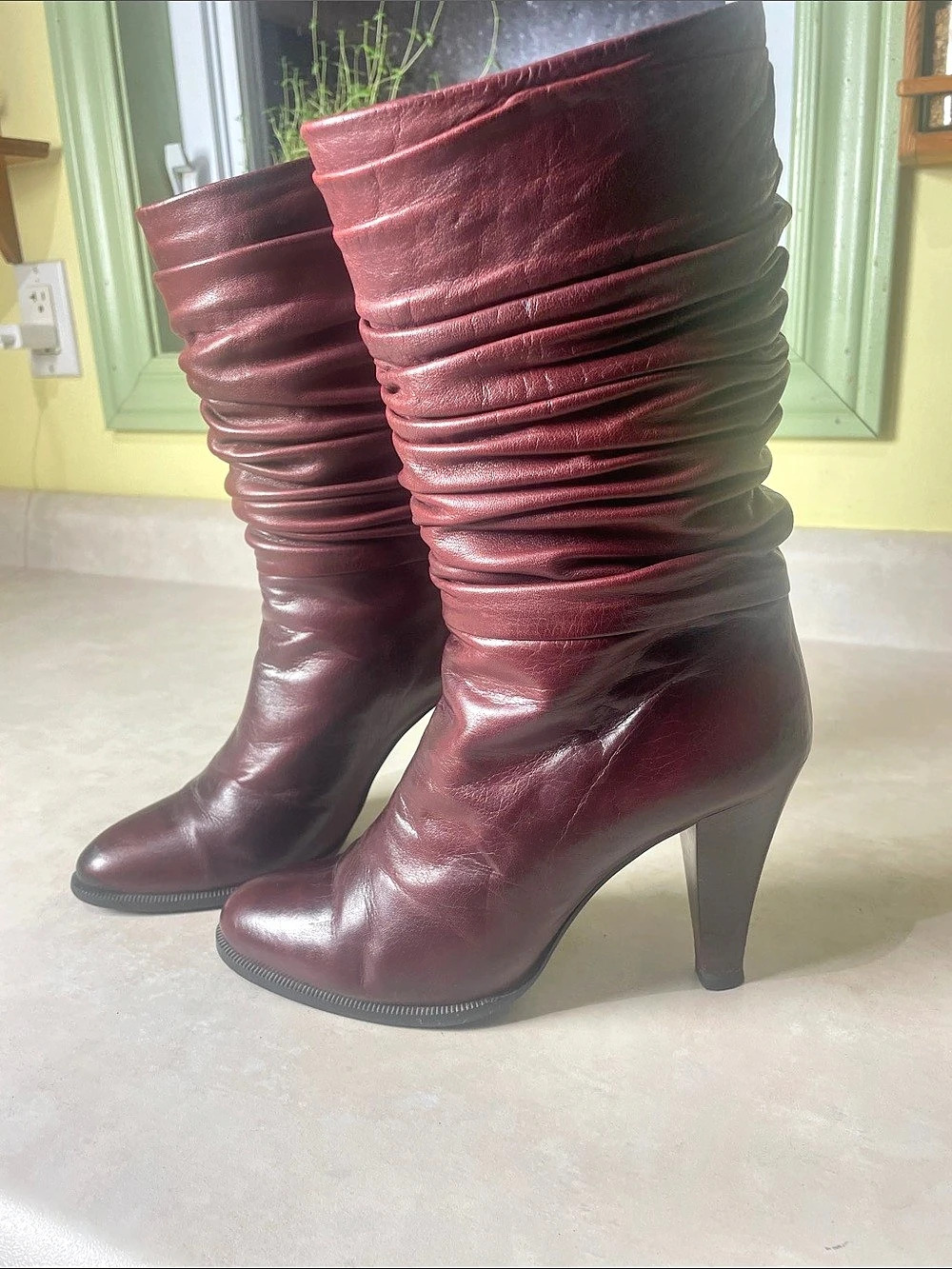 Barefoot Originals Made In Spain Heeled Boots Burgundy Size 6.5